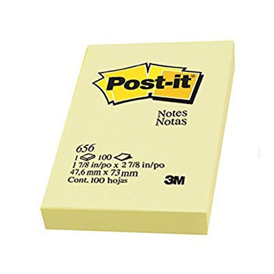 3M™ Post-It Notes 656, 2" x 3", Yellow, 100 Sheets/Pad