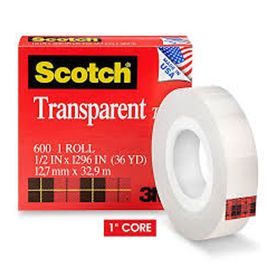 3M™ Scotch Transparent Tape 600, 1/2" X 36yds