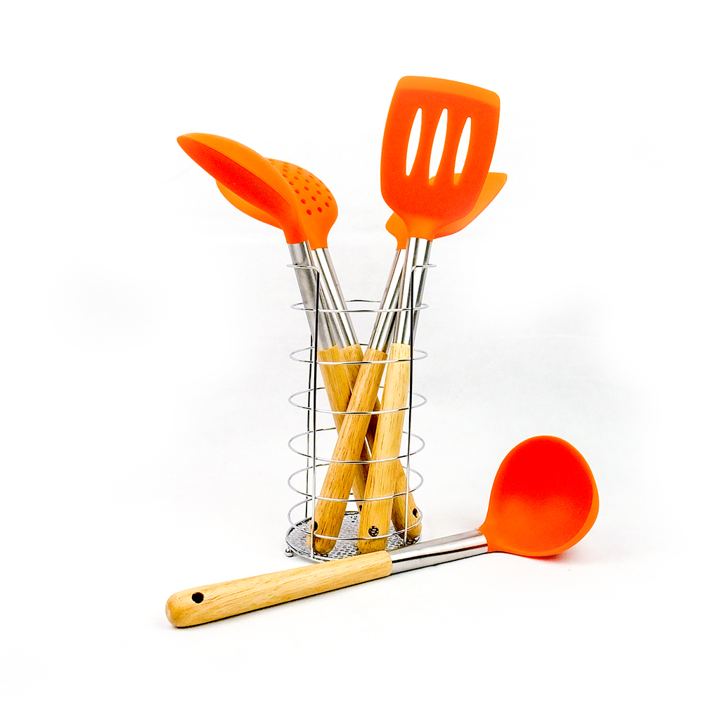 5 Pcs Colorful Nylon Kitchen Spoon set with Stand