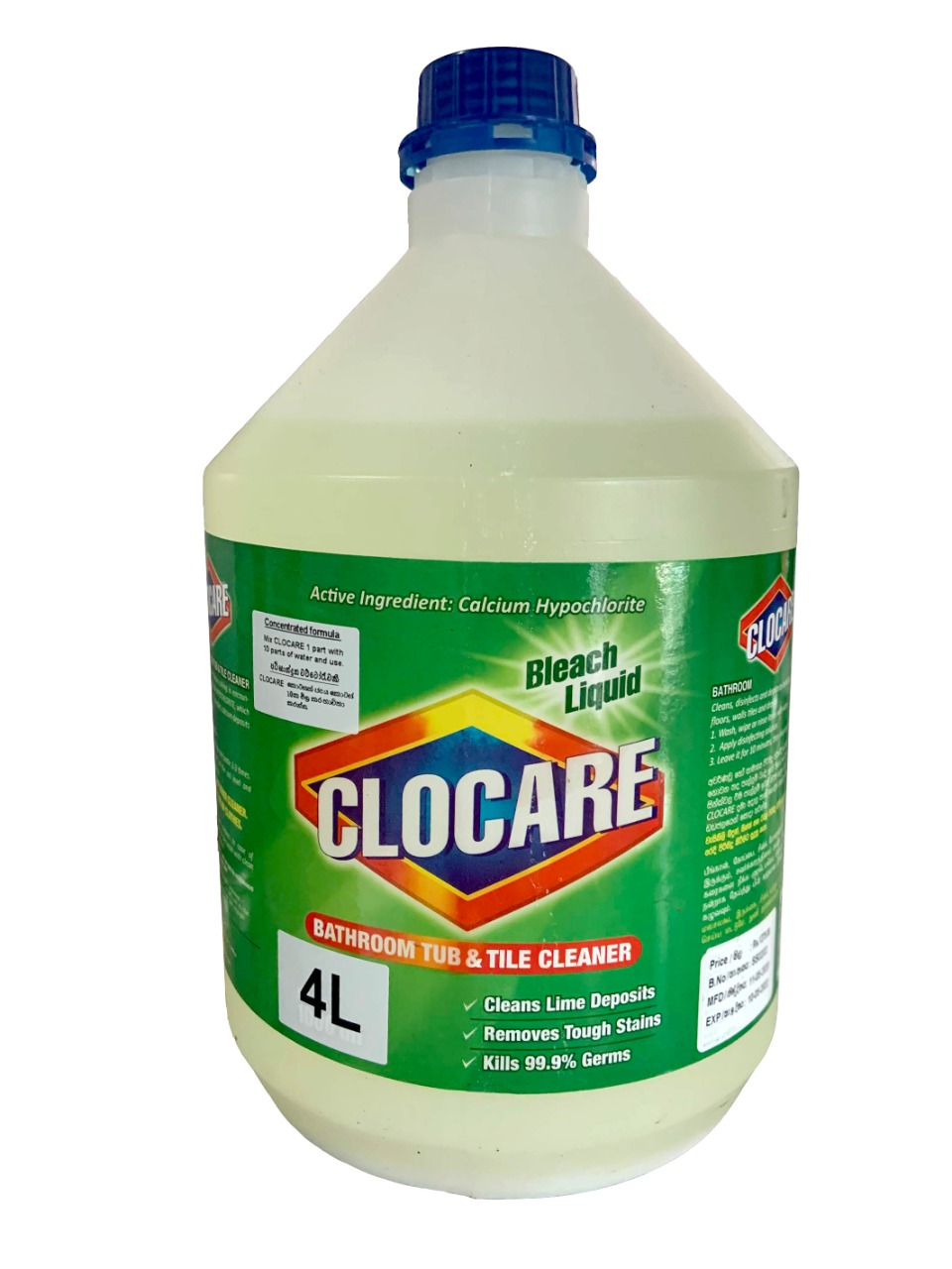 Clocare Surface Sanitizer (Bleach) 4L