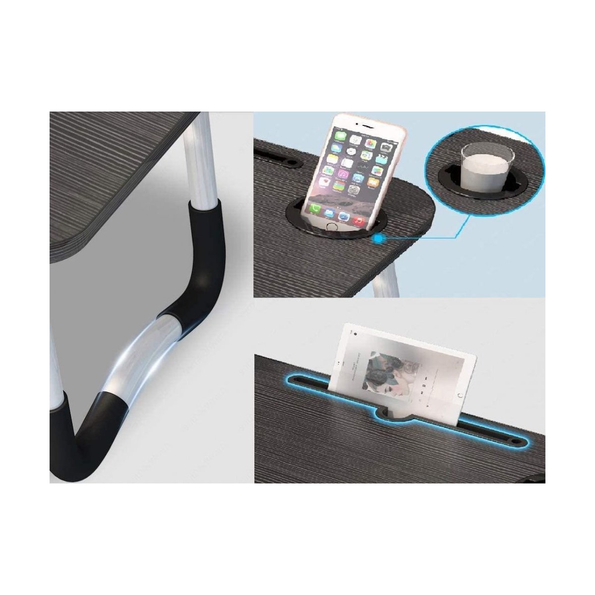 Folding Laptop Table Tray Desk with Cup Holder