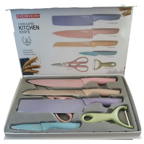 6pcs High Carbon Colorful Steel Kitchen Knife Set