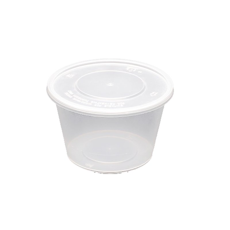 Plastic Round Container with Lid 500ml 5 Pcs Pack
