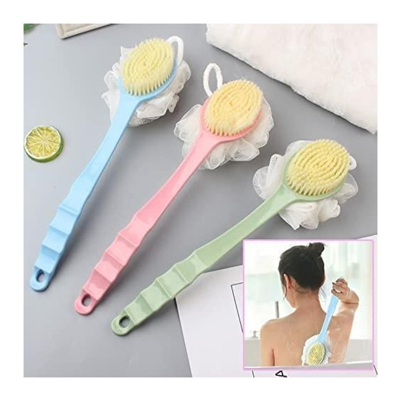 2 In 1 Bath Body Brush With Soft Loofah And Bristles
