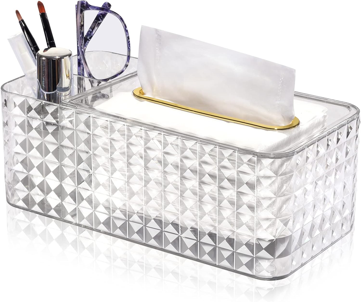 Tissue Box Holder & Desk Organizer, Exquisite Clear Tissue Box Holders Rectangular