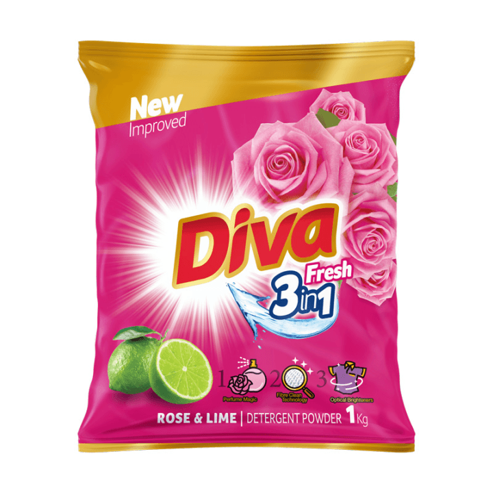 Diva 3in1 Fresh Rose & Lime Detergent Powder 1kg