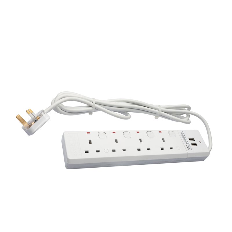 Kevilton 13A 4 Way Trailing Socket With USB - 10M