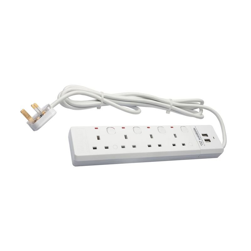 Kevilton 13A 4 Way Trailing Socket With USB - 5M