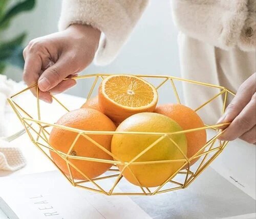 Iron Golden Fruit Basket Elegant Design for Dining Table and Kitchen