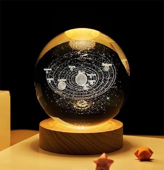 3D Crystal Ball Moon with LED Lamp Base