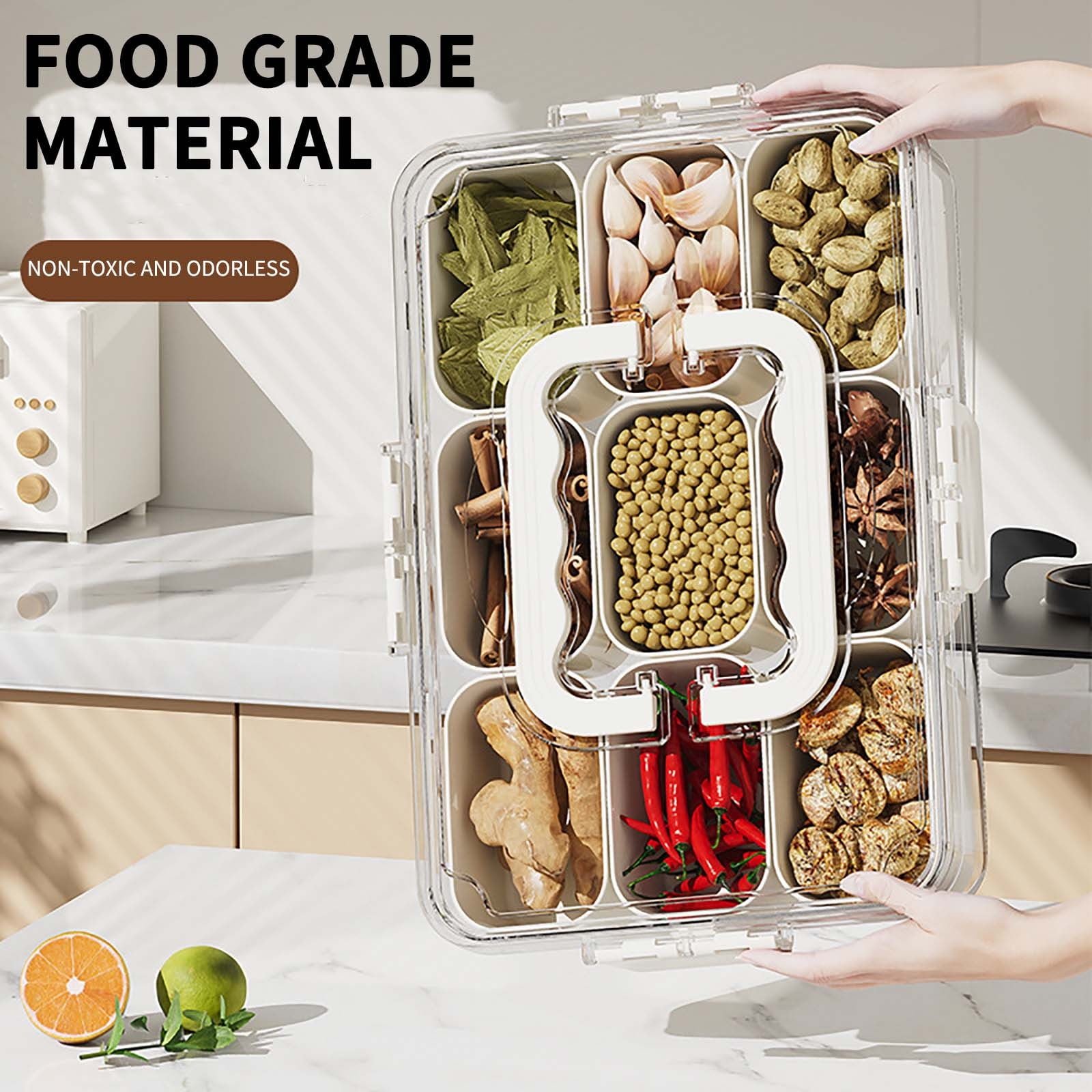 Portable 8 compartments Snacks Box With Air Tight Container
