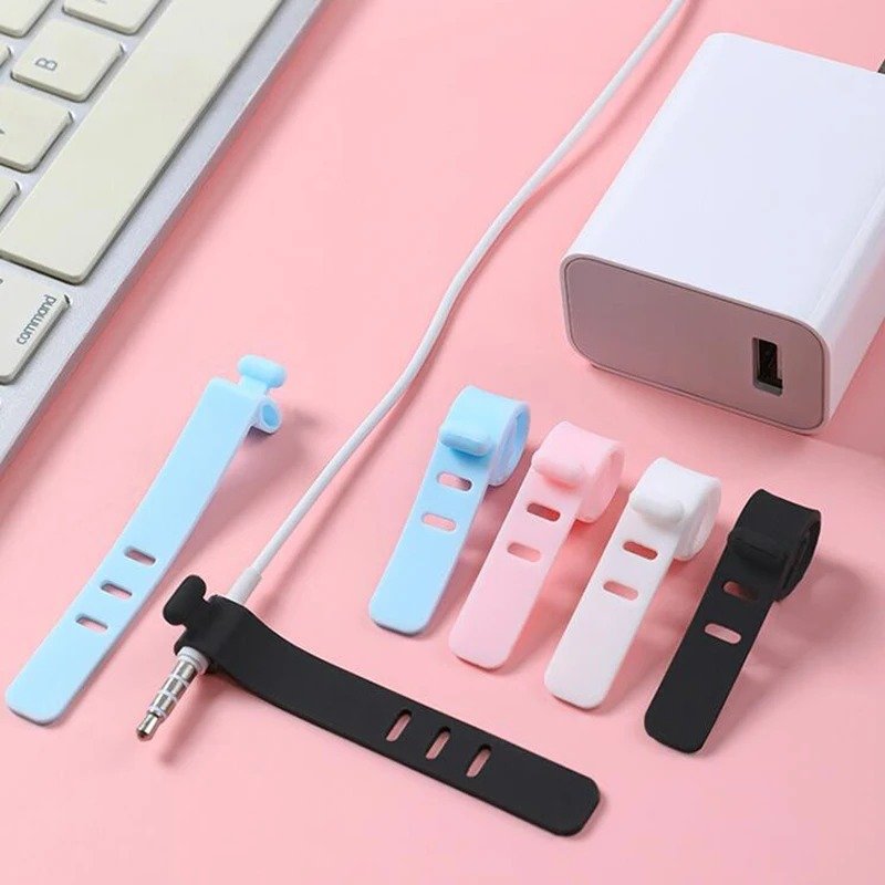Multi-Purpose 4Pcs Snap Silicone Cable Organizers (Mixed Colors)